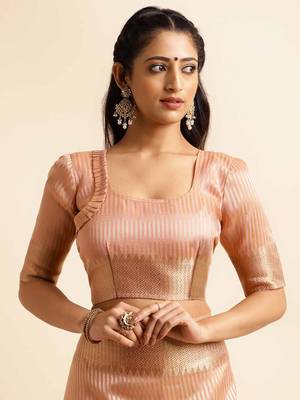 pink cotton silk blend embroidered work saree with unstitched blouse piece 5