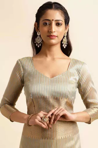 sky blue cotton silk blend embroidered work saree with unstitched blouse piece