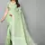 green linen cotton embroidered work saree with unstitched blouse piece