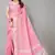 pink linen cotton embroidered work saree with unstitched blouse piece