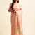 peach cotton khadi silk blend embroidered work saree with unstitched blouse piece