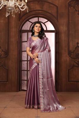 Mauve organza saree for festivals 1