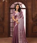 Mauve organza saree for festivals