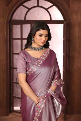 Mauve organza saree for festivals 3