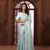 sky blue organza embroidered work saree with unstitched blouse piece
