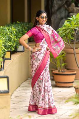 rani cotton digital print work saree with unstitched blouse piece 1