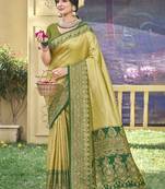 light green banarasi silk woven work festival tassle saree