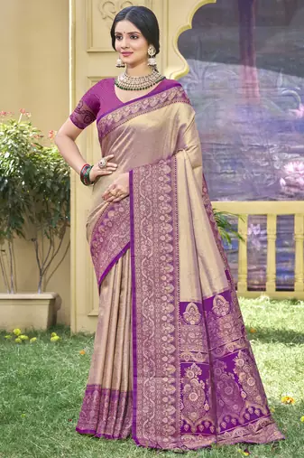 grey banarasi silk woven work festival tassle saree