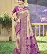 grey banarasi silk woven work festival tassle saree