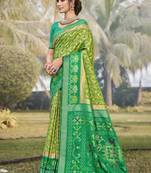 green silk woven work festival tassle saree
