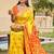 yellow silk woven work festival tassle saree