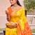 yellow silk woven work festival tassle saree