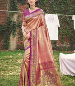 light pink paithani silk woven work festival tassle saree