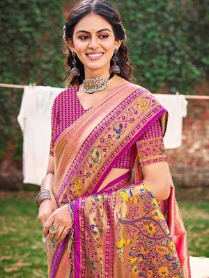 light pink paithani silk woven work festival tassle saree 2