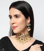 Gold-plated kundan necklace set