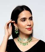 Gold-plated kundan beaded necklace set