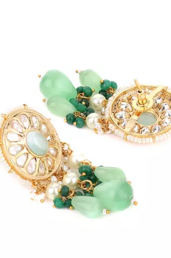 Gold-plated kundan beaded necklace set
