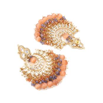 White & peach colored brass beaded necklace set 2