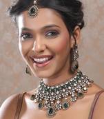 Wedding necklace set gold and green