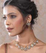 Ethnic statement necklace for women / gold-plated necklace set with earrings