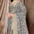 Grey printed khadi silk blend saree with unstitched blouse piece