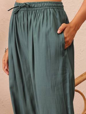 Hand embroidered slate grey cotton lucknowi chikankari co-ord set 8