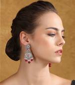 Kundan stone studded & beaded drop earrings
