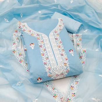 Women's sky blue embrodiered work with 1
