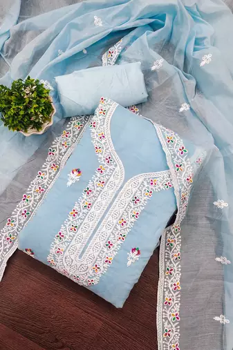 Women's sky blue embrodiered work with