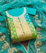 Women's multi unstitched designer weaving and fancy border organja jacquard dress material 