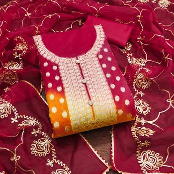 Women's multi designer weaving and fancy border organja jacquard dress material 1