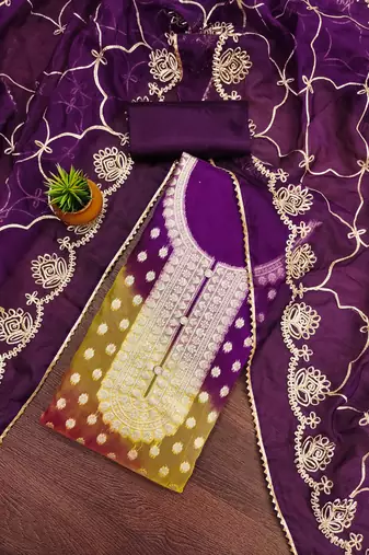Women's multi designer weaving and fancy border organja jacquard dress material
