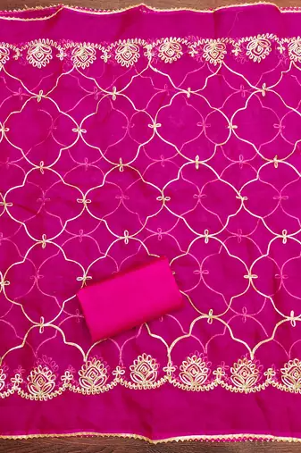 Women's multi designer weaving and fancy border organja jacquard dress material
