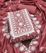 Women's levender heavy thread multi embroidery parampara silk dress material