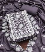 Women's grey heavy thread multi embroidery parampara silk dress material