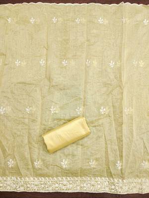 Women's yellow heavy thread multi embroidery modal cotton dress material 4