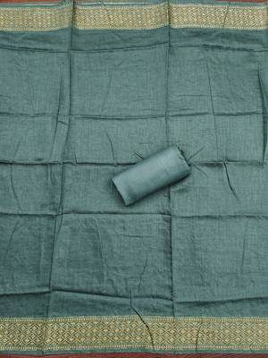 Women's sea green sequence embroidery silk cotton dress material 4