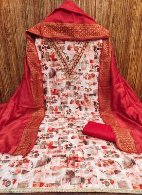 Women's multi designer digital print magic slub dress material 3