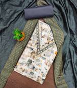 Women's multi unstitched designer digital print magic slub dress material 