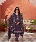 star georgette zari embroidery work wine kurta set