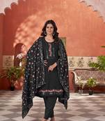 star georgette zari embroidery work black kurta set