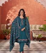 star georgette zari embroidery work morpeach kurta set