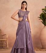 Lavender Reception Saree for Women