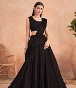 Black Art Silk Embroidered Lehenga Sari