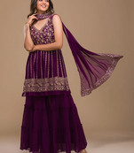Purple embroidered ethnic set