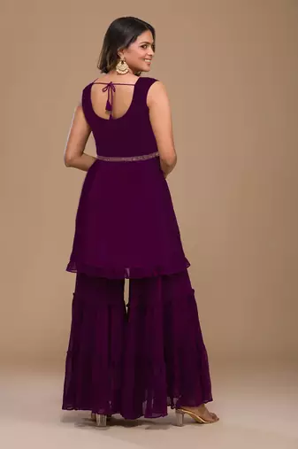 Purple embroidered ethnic set