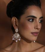 Pink polki chandbali earrings