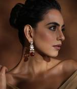 Red polki dangler earrings