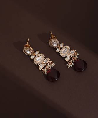 Red polki dangler earrings 2