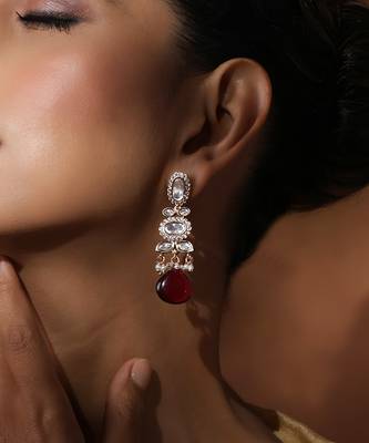 Red polki dangler earrings 3